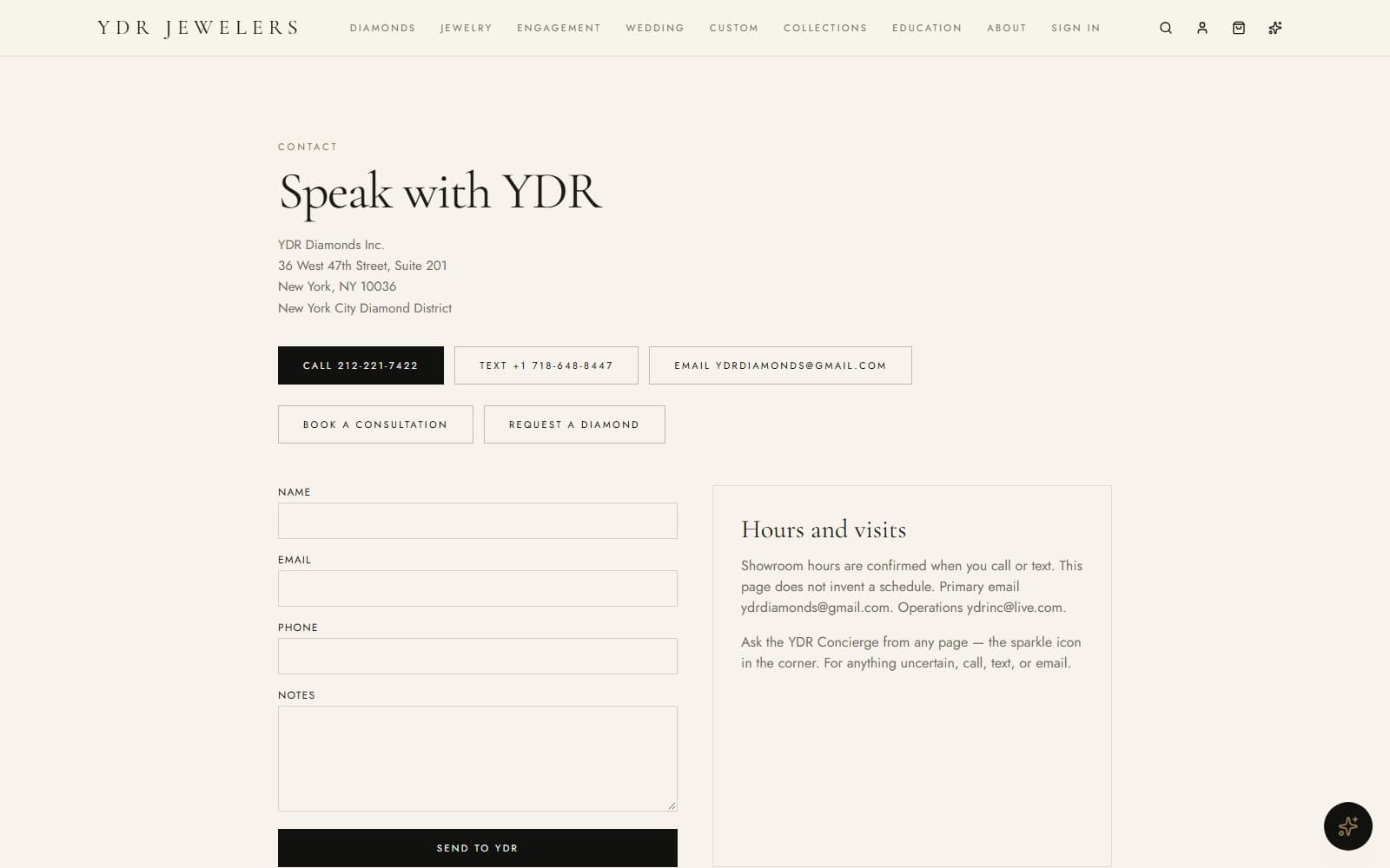YDR Jewelers — 03 — Contact
